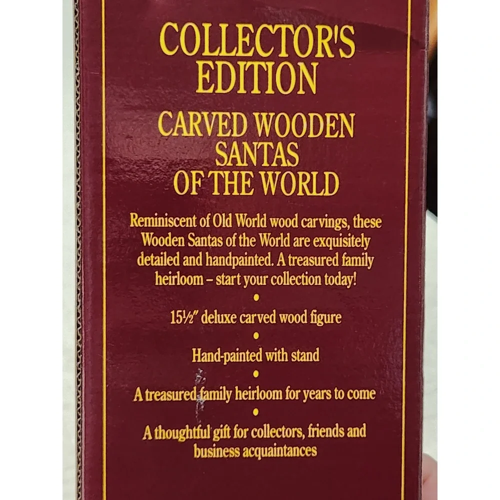 Grandeur Noel Collectors Edition Carved Wood Santa of the World Figures Set Of 2